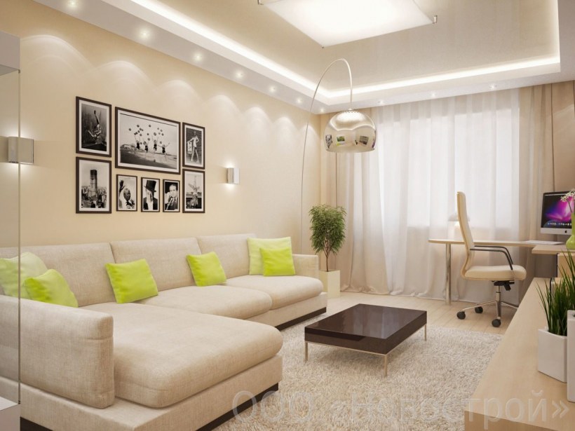 Гостиная 18 кв м в стиле Неоклассика