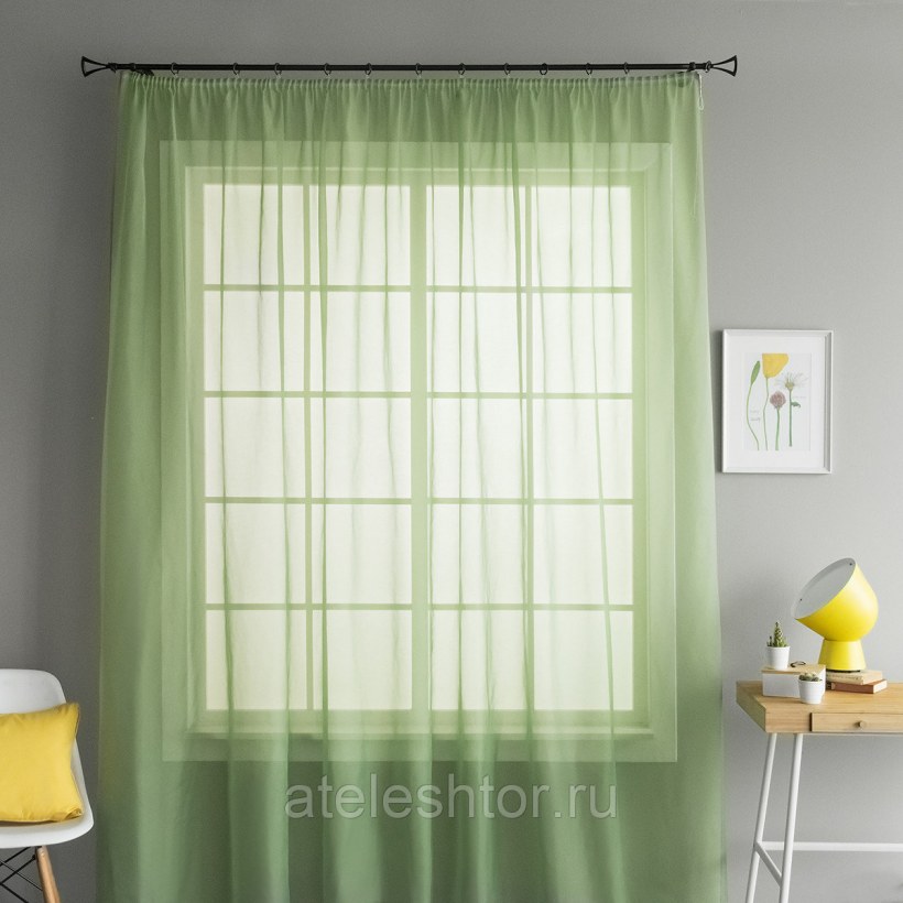 Тюль зеленая