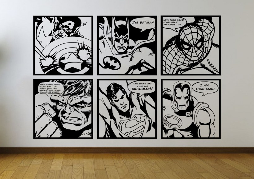 Комиксы на стену черно белые
