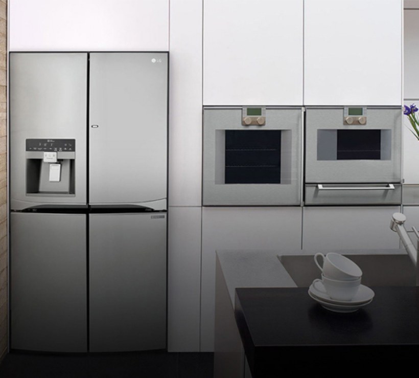 Кухня икеа с холодильником Side by Side