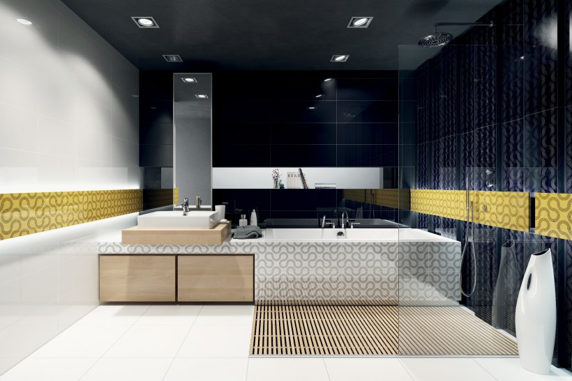 Плитка Spin Black geo 25x75