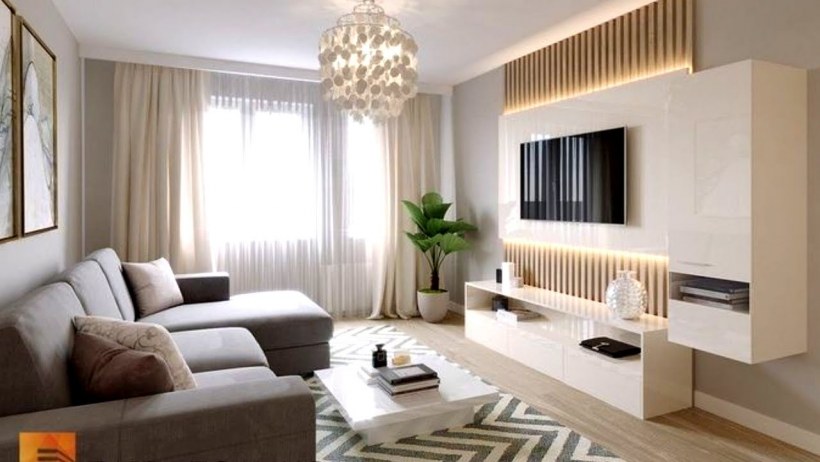 Светлая гостиная в современном стиле