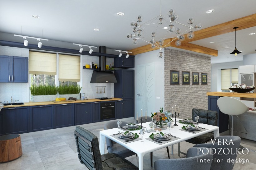 Кухня гостиная в таунхаусе интерьер