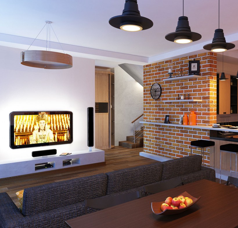 Отделка кухни гостиной