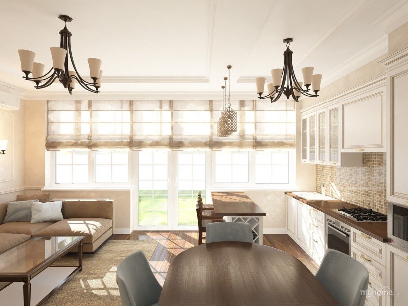 Кухня гостиная в таунхаусе интерьер