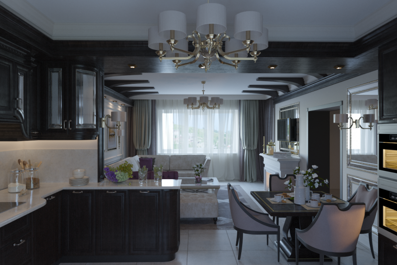 Кухня-столовая-гостиная 30 кв.м