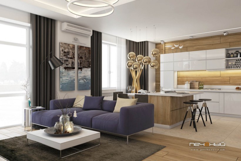 Антон Печеный кухня гостиная с кухней