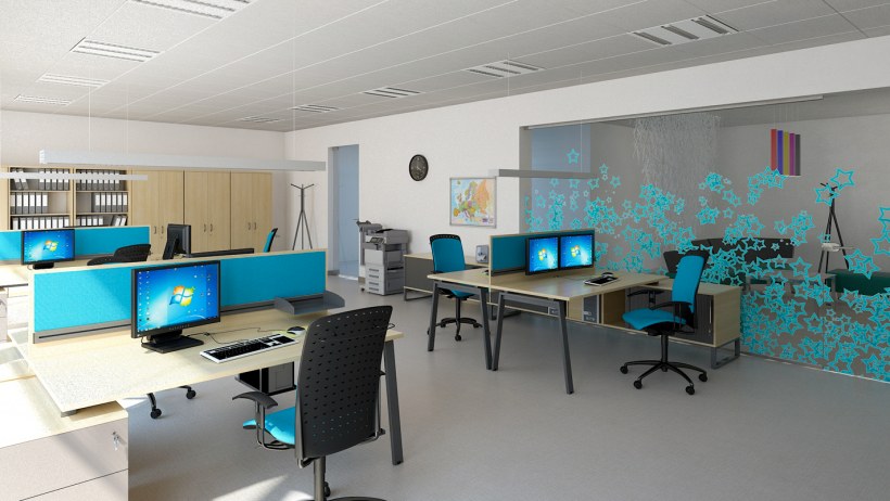 Интерьер офиса бирюзовый