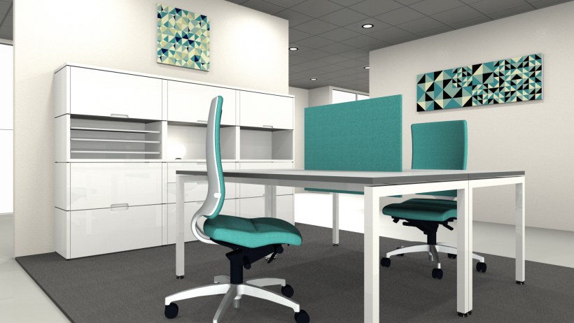 Офис в бирюзовом цвете