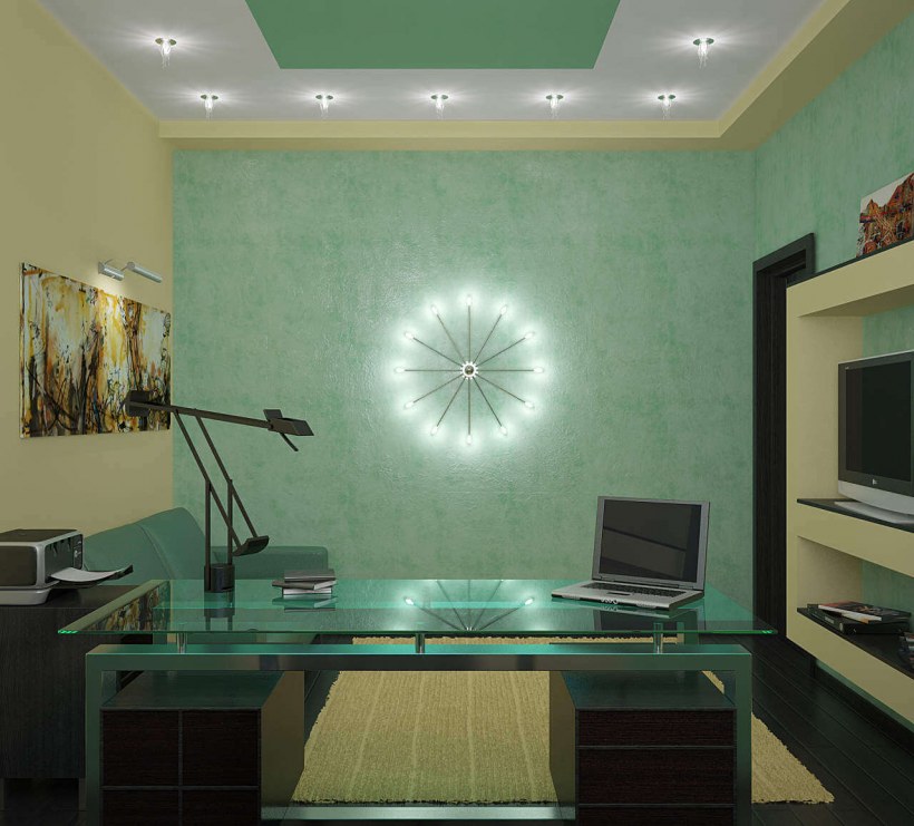 Зеленый цвет в интерьере кабинета