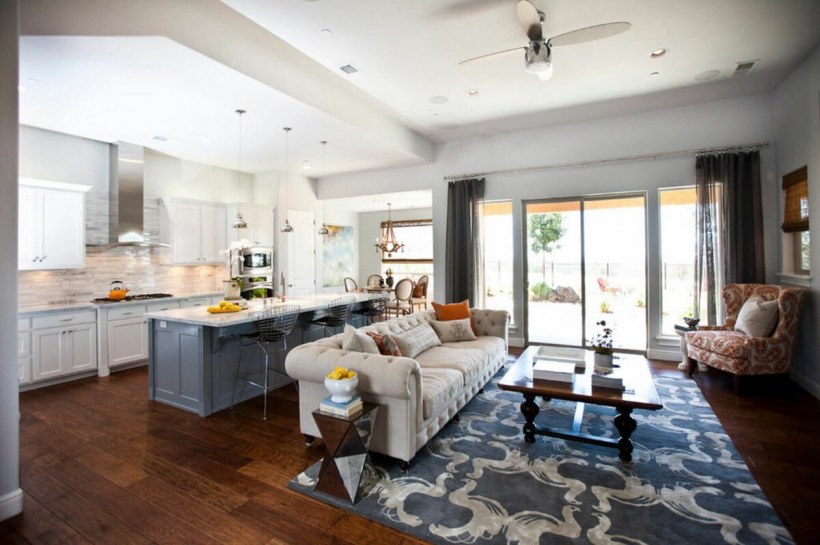 Сканди стиль кухня гостиная