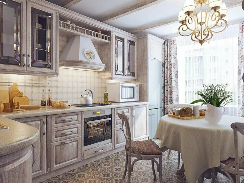 Кухня студия в стиле Прованс