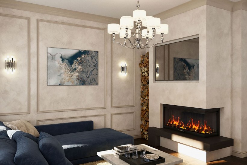 Угловой камин Неоклассика