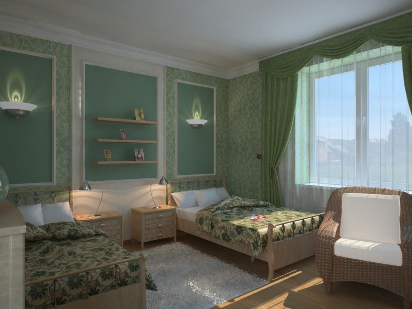 Спальня с двумя кроватями