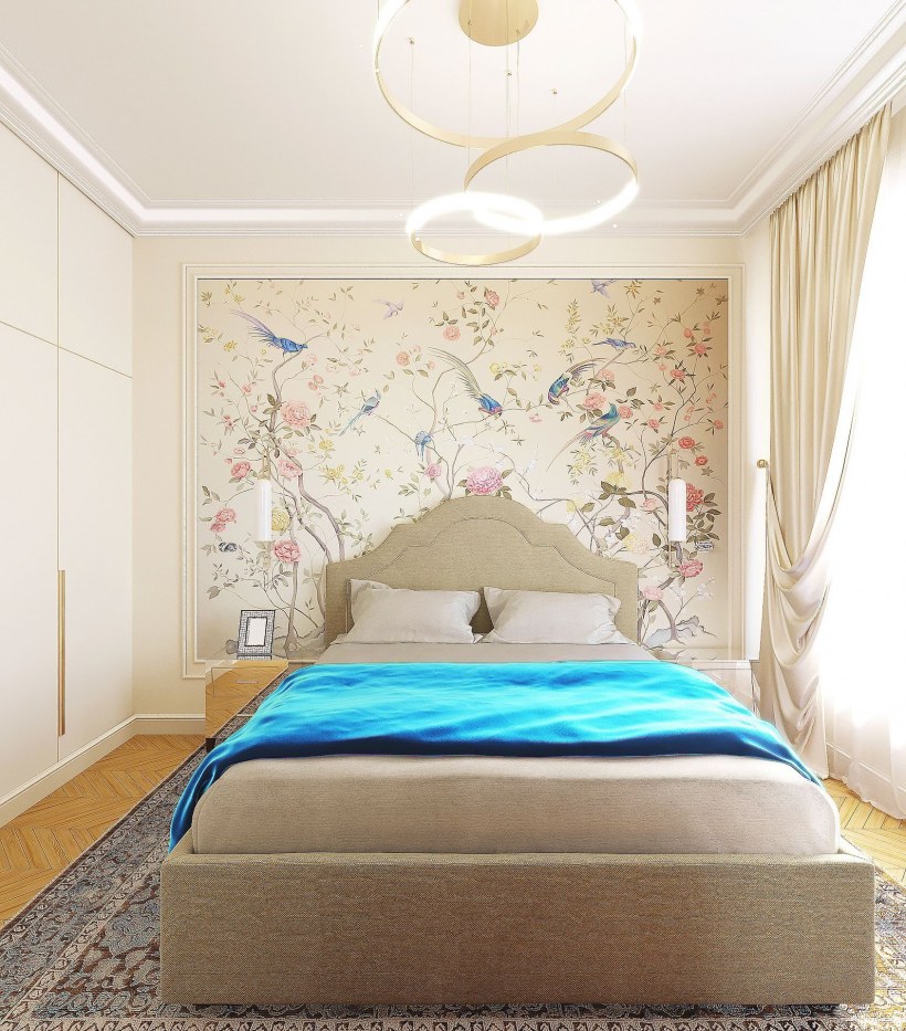 Интерьер спальни 12кв м с фотообоями