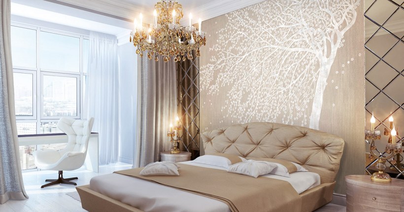 Фотообои город в спальню над кроватью