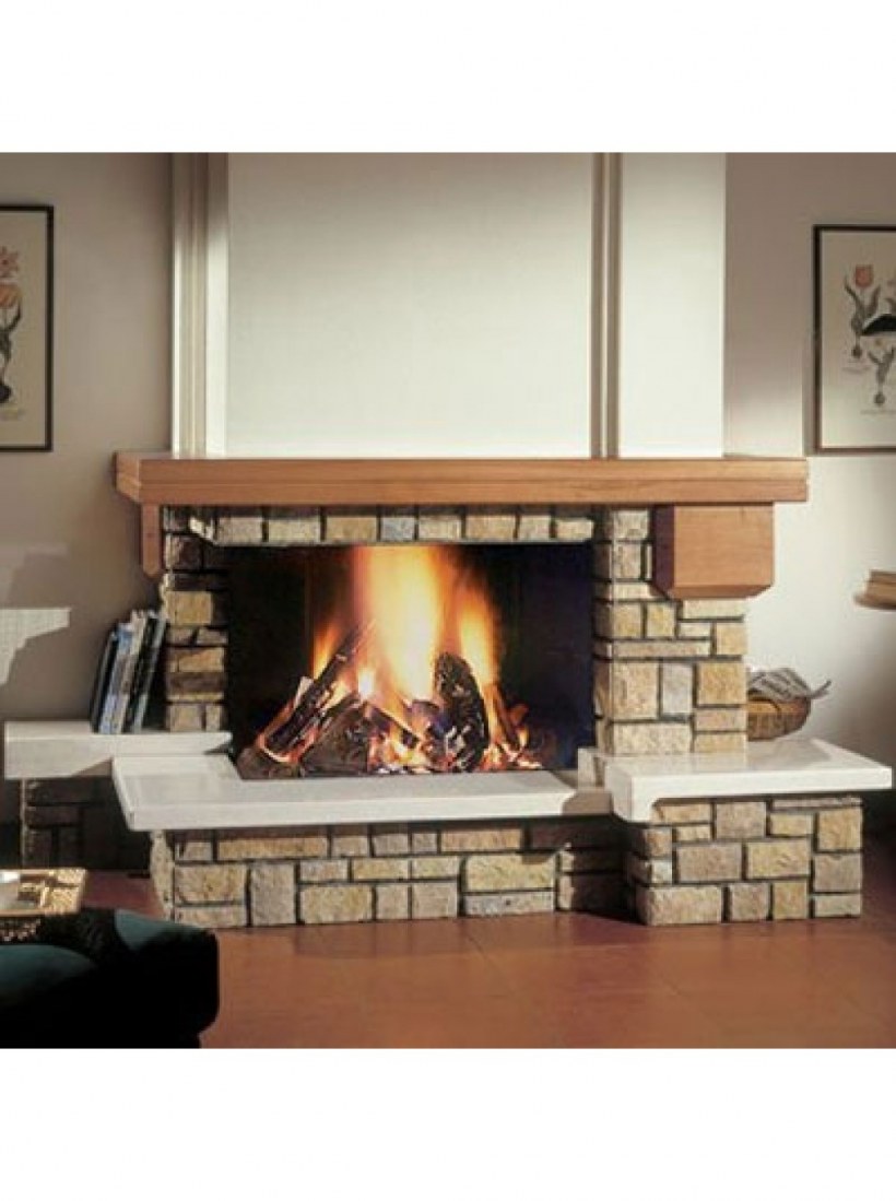 Пристенный камин стиль Кантри