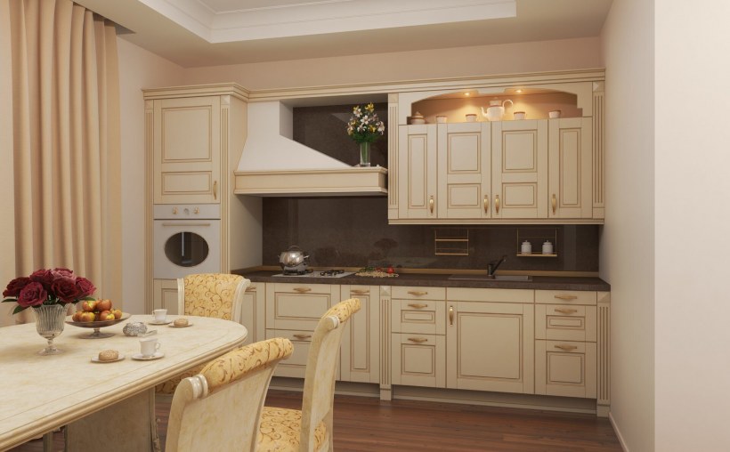 Бежевая классическая кухня