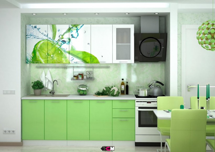 Кухня лайм1.8м лайм глянец БТС