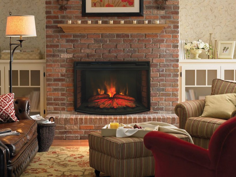 Камин обложенный клинкерной плиткой