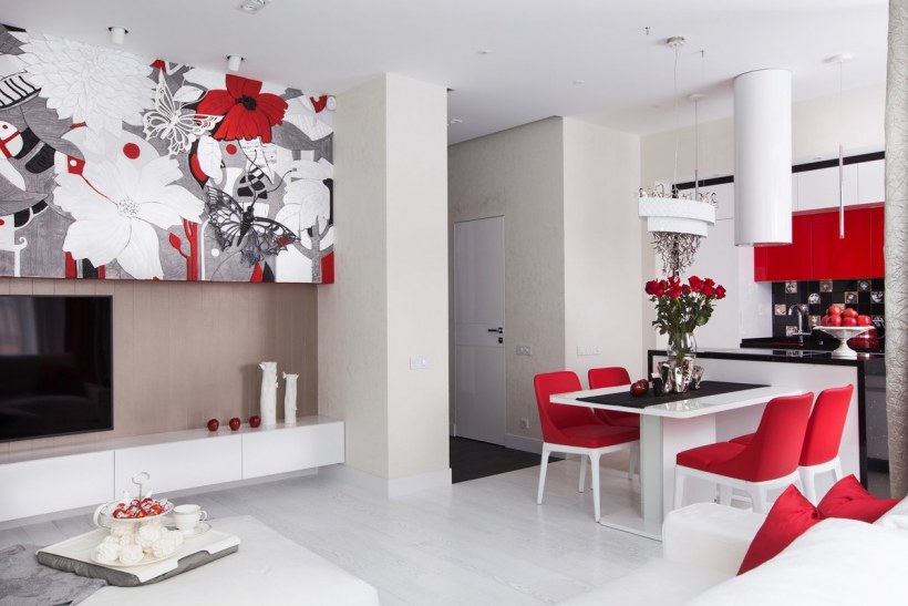 Красные акценты в интерьере