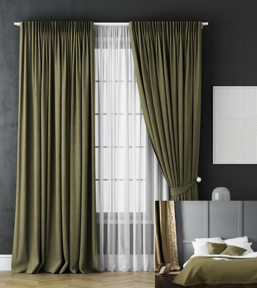 Портьера Этери изумруд