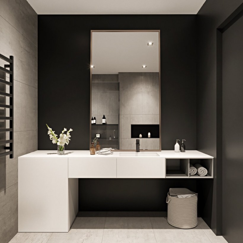 Стильный чёрный санузел