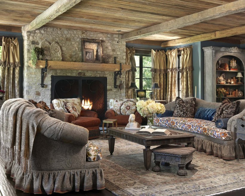 Уютная гостиная в деревенском стиле