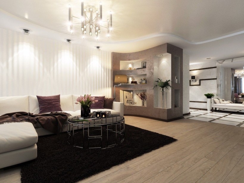 Гостиная со светлым полом