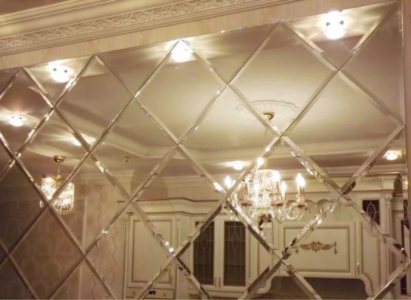 Зеркальная стена Фасет 30*30