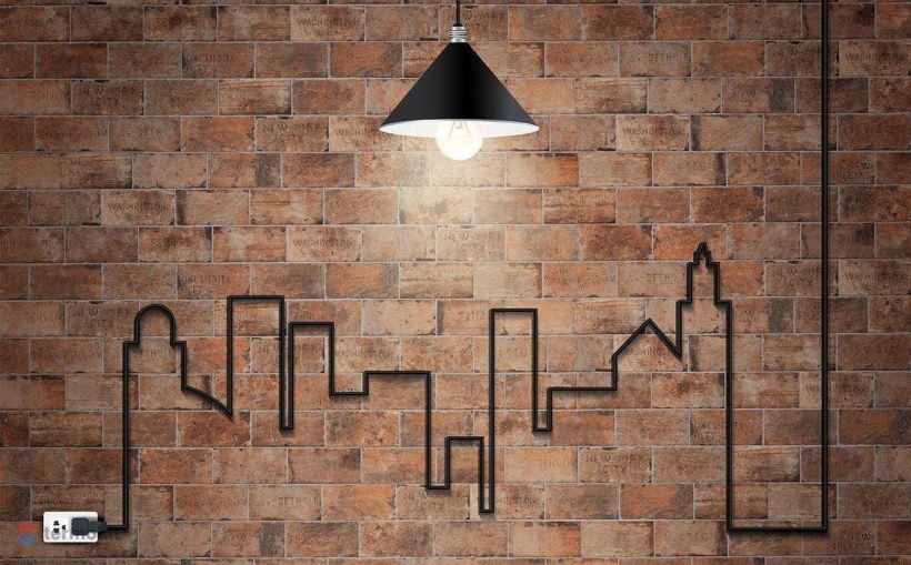 Кирпичная стена с подсветкой
