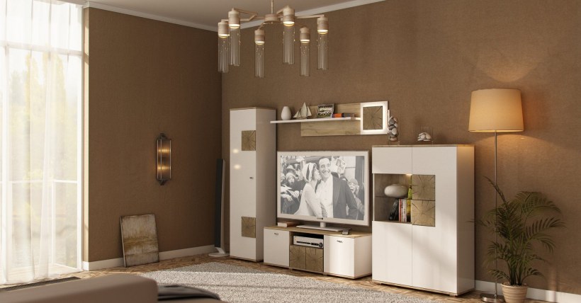 Стенка Галактика дуб беленый/венге