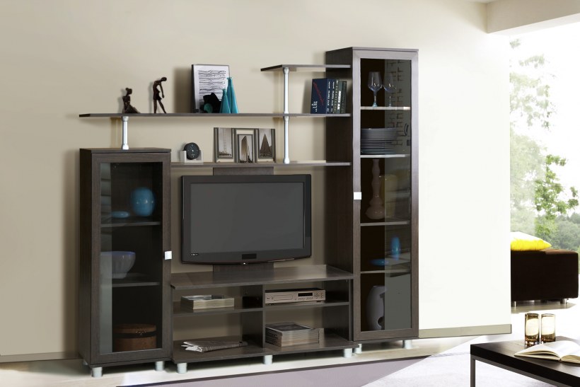 Тумба под ТВ Техно (дуб золотой/чёрный)