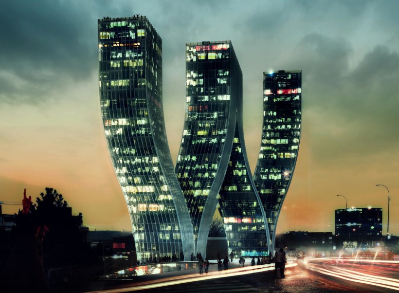 Здание в форме буквы w в Праге