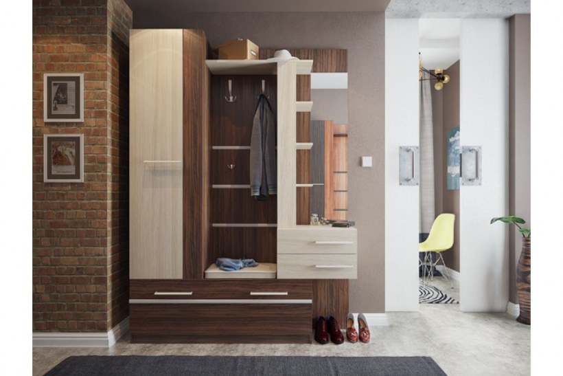 Прихожая Брауни (олива шоколад/ясень шимо светлый)