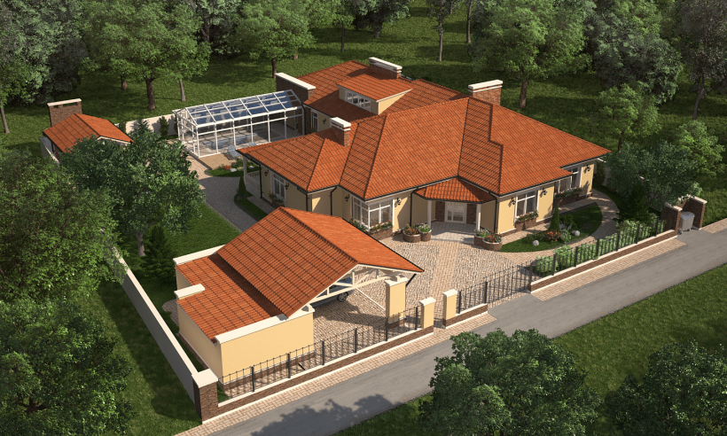 Одноэтажная усадьба с гаражом