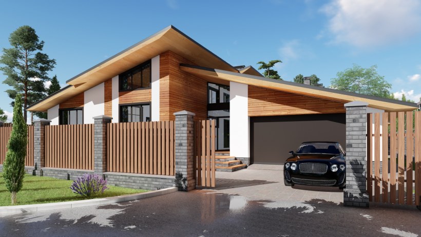 Проект участка 6 соток с домом и гаражом