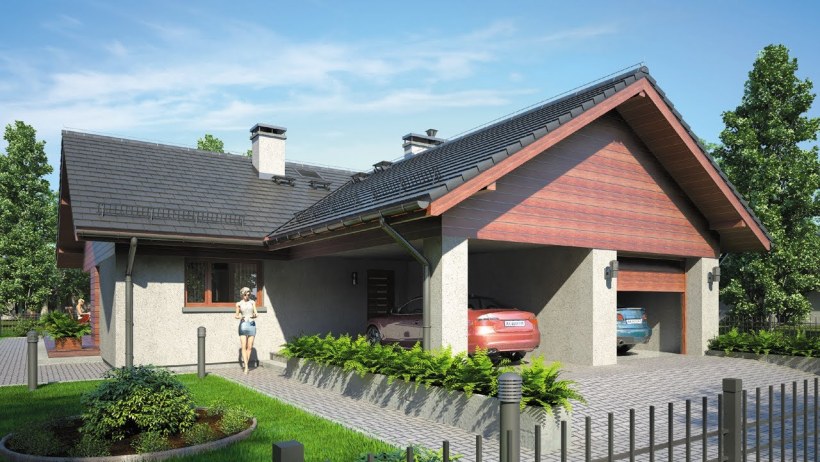 Дом и отдельно стоящий гараж в одном стиле