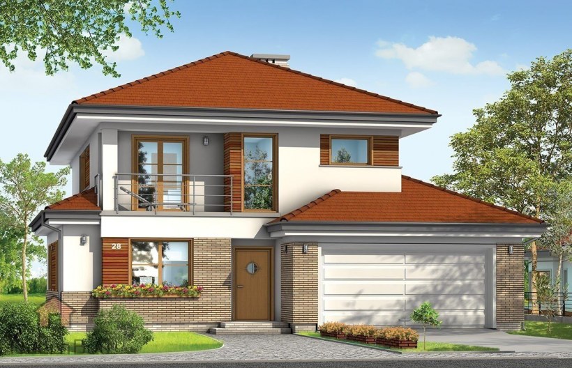 Компактный двухэтажный дом с гаражом
