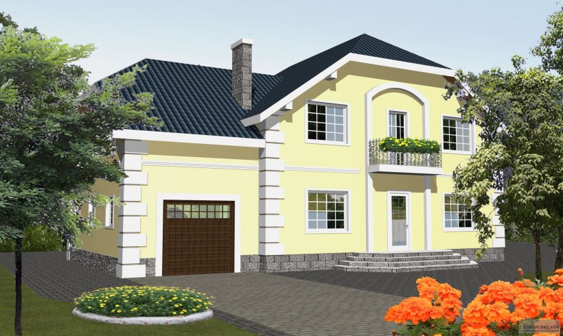 Проекты двухэтажных домов с гаражом и мансардой