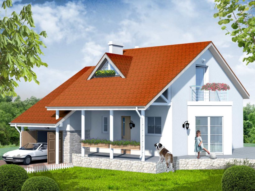 Одноэтажный дом с мансардным этажом