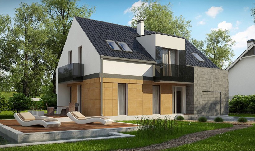 Современный мансардный дом