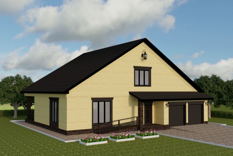 Дом мансардного типа с гаражом
