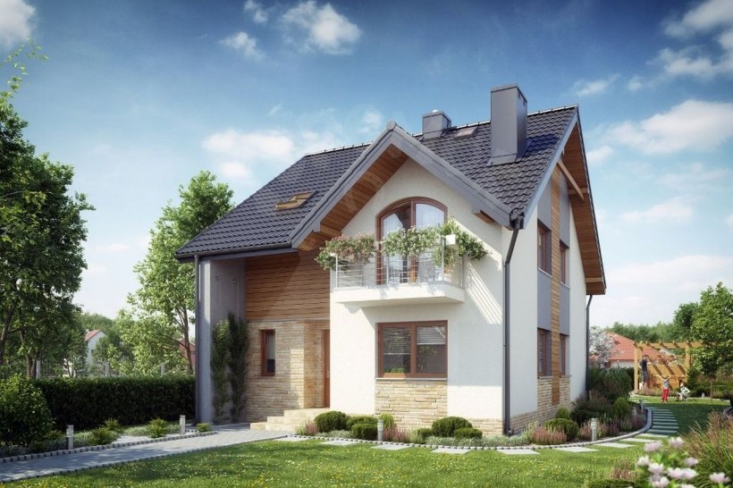 Двухэтажный мансардный дом