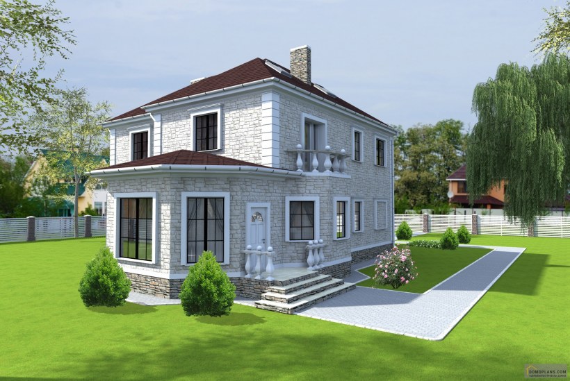 Трехэтажный дом с мансардой
