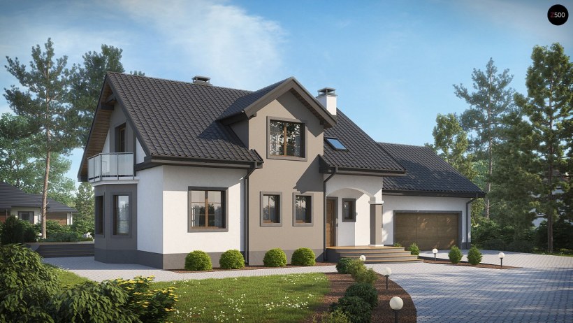 Z500 дом с мансардой с гаражом
