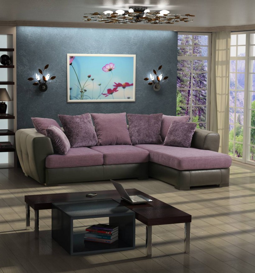 Яркий угловой диван