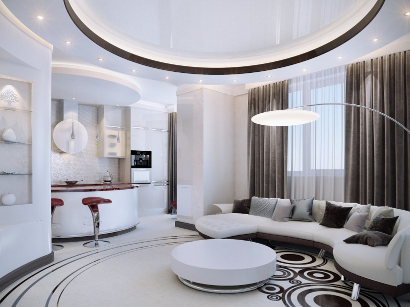 Интерьер круглой гостиной