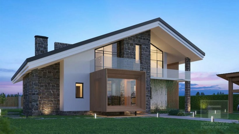 Дом 150 кв.м проект двухэтажный Шале