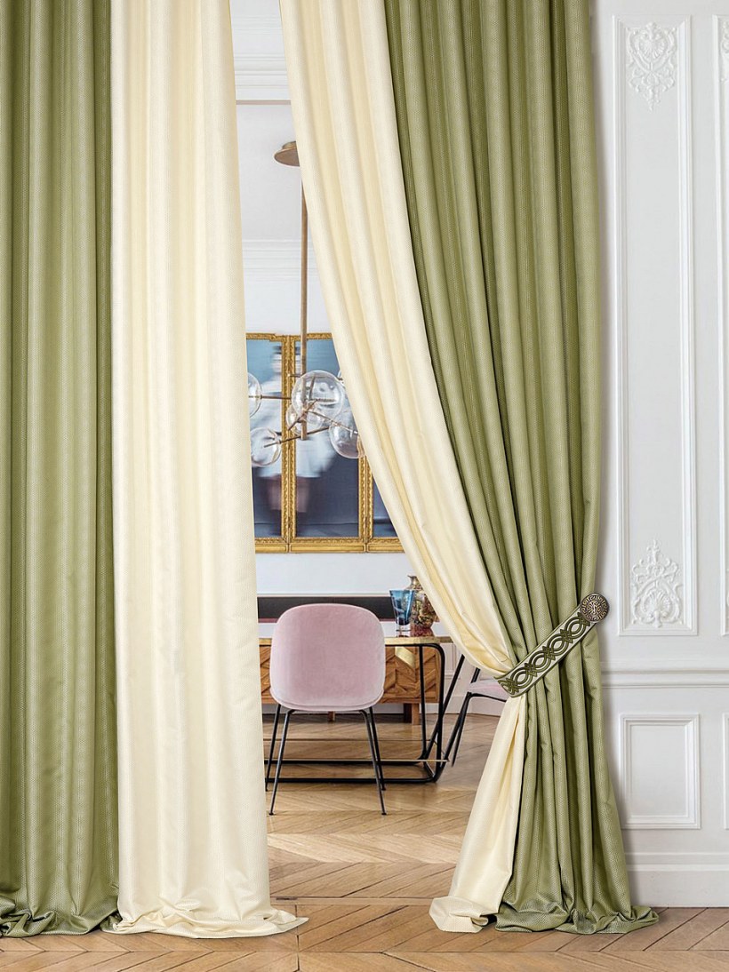 Комплект штор №066 фисташка-молочный (софт) (RT-066005)